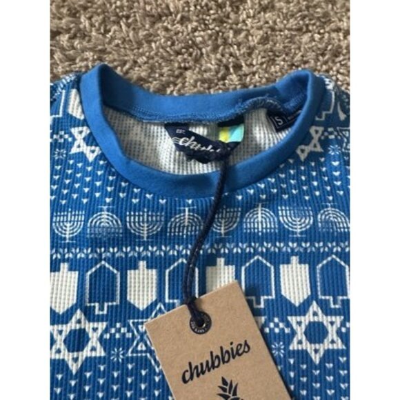 Chubbies The Funukkah Hanukkah Waffle Pajama Shirt Sleep Slim Fit Men’s Medium - Picture 3 of 8